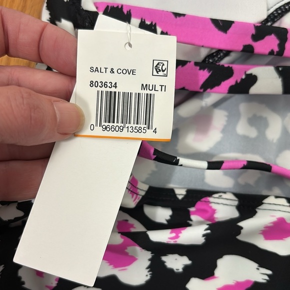 Salt + Cove Multi Color Removable Cups Tie Halter Tankini Swimsuit Top Juniors S - Picture 6 of 8